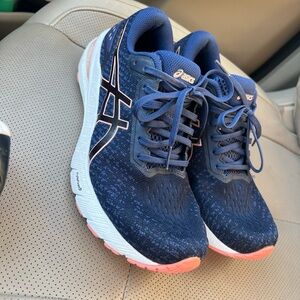 ASICS Navy and Coral Women's Running Shoes